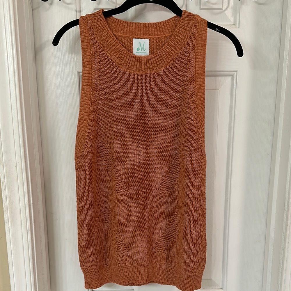 Orange Knit Sleeveless Top